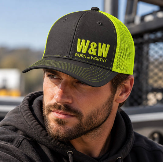 Charcoal/Hi-Vis Built Different Trucker Hat